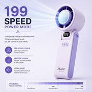 Handheld Personal Fan | Semiconductor Ice Touch Cooling | 13000 RPM Turbo | 199 Speed Levels | 3600mAh Type C up to 12 Hour Backup | Foldable Portable Mini Fan Travel (Pawan Frost)