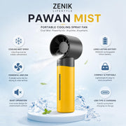 Handheld Personal Fan | Semiconductor Ice Touch Cooling | 13000 RPM Turbo | 199 Speed Levels | 3600mAh Type C up to 12 Hour Backup | Foldable Portable Mini Fan Travel (Pawan Mist)
