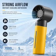Handheld Personal Fan | Semiconductor Ice Touch Cooling | 13000 RPM Turbo | 199 Speed Levels | 3600mAh Type C up to 12 Hour Backup | Foldable Portable Mini Fan Travel (Pawan Mist)