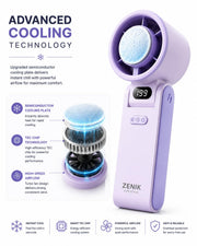 Handheld Personal Fan | Semiconductor Ice Touch Cooling | 13000 RPM Turbo | 199 Speed Levels | 3600mAh Type C up to 12 Hour Backup | Foldable Portable Mini Fan Travel (Pawan Frost)