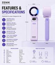 Handheld Personal Fan | Semiconductor Ice Touch Cooling | 13000 RPM Turbo | 199 Speed Levels | 3600mAh Type C up to 12 Hour Backup | Foldable Portable Mini Fan Travel (Pawan Frost)