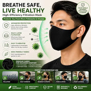 Dedox Anti Pollution Cotton Face Mask for Adults – Reusable & Washable, Soft Oxford Fabric, Unisex, Breathable & Comfortable Fit – Black (Pack of 6)