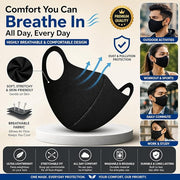 Dedox Anti Pollution Cotton Face Mask for Adults – Reusable & Washable, Soft Oxford Fabric, Unisex, Breathable & Comfortable Fit – Black (Pack of 6)
