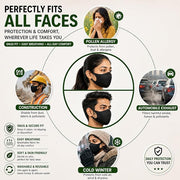 Dedox Anti Pollution Cotton Face Mask for Adults – Reusable & Washable, Soft Oxford Fabric, Unisex, Breathable & Comfortable Fit – Black (Pack of 6)