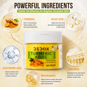 DEDOX Kojic Acid & Turmeric Cleansing Pads – Exfoliating Face Toner Pads for Glowing Skin, Acne, Dark Spots & Pigmentation (60 Pads) | Korean Skincare
