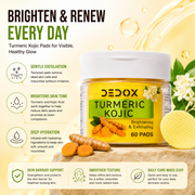 DEDOX Kojic Acid & Turmeric Cleansing Pads – Exfoliating Face Toner Pads for Glowing Skin, Acne, Dark Spots & Pigmentation (60 Pads) | Korean Skincare