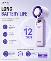 Product Title ZENIK Pawan Frost Handheld Personal Fan – Semiconductor Ice Cooling | 199 Speed Levels | 13000 RPM Turbo Motor | 3600mAh Type C | 12 Hour Backup | Foldable LED Display Mini Travel Fan