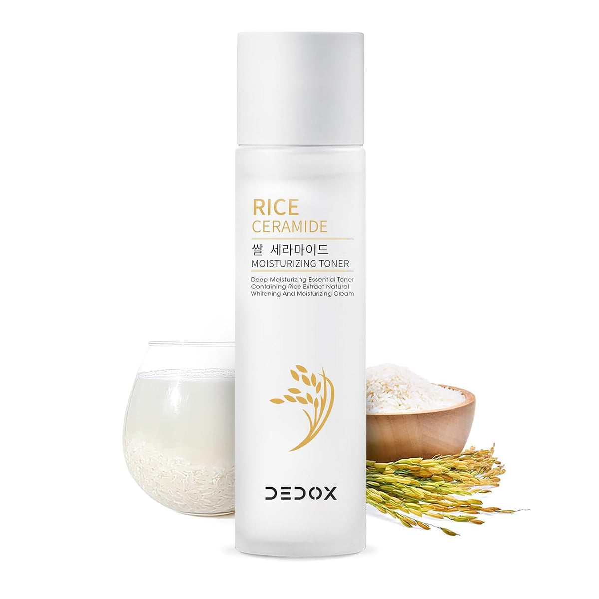 Dedox Rice Toner for Sensitive Skin, Rice Extract from Korea, Glow Essence with Niacinamide, Hydrating, Vegan, Alcohol Free, Fragrance Free, Peta Approved, K Beauty Toner 120ml
