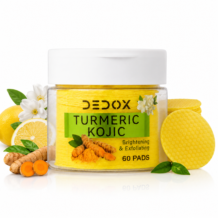 DEDOX Kojic Acid & Turmeric Cleansing Pads – Exfoliating Face Toner Pads for Glowing Skin, Acne, Dark Spots & Pigmentation (60 Pads) | Korean Skincare